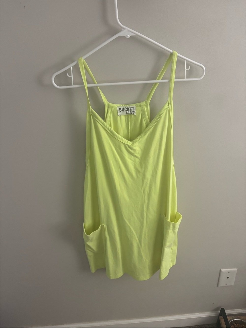 BUCKETLIST Neon Lime Women's Double-Strap Pocket Tank (free people doupe)